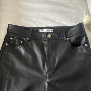 ZARA Black Faux Leather High-Rise Women's Jeans